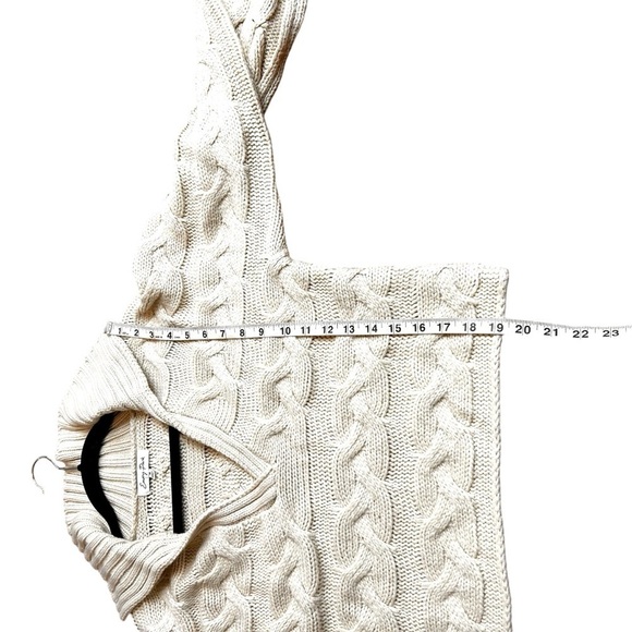 Emory Park Johnny Collar Cable Knit Crotchet Sweater- Neutral Cream- Medium - Picture 9 of 10